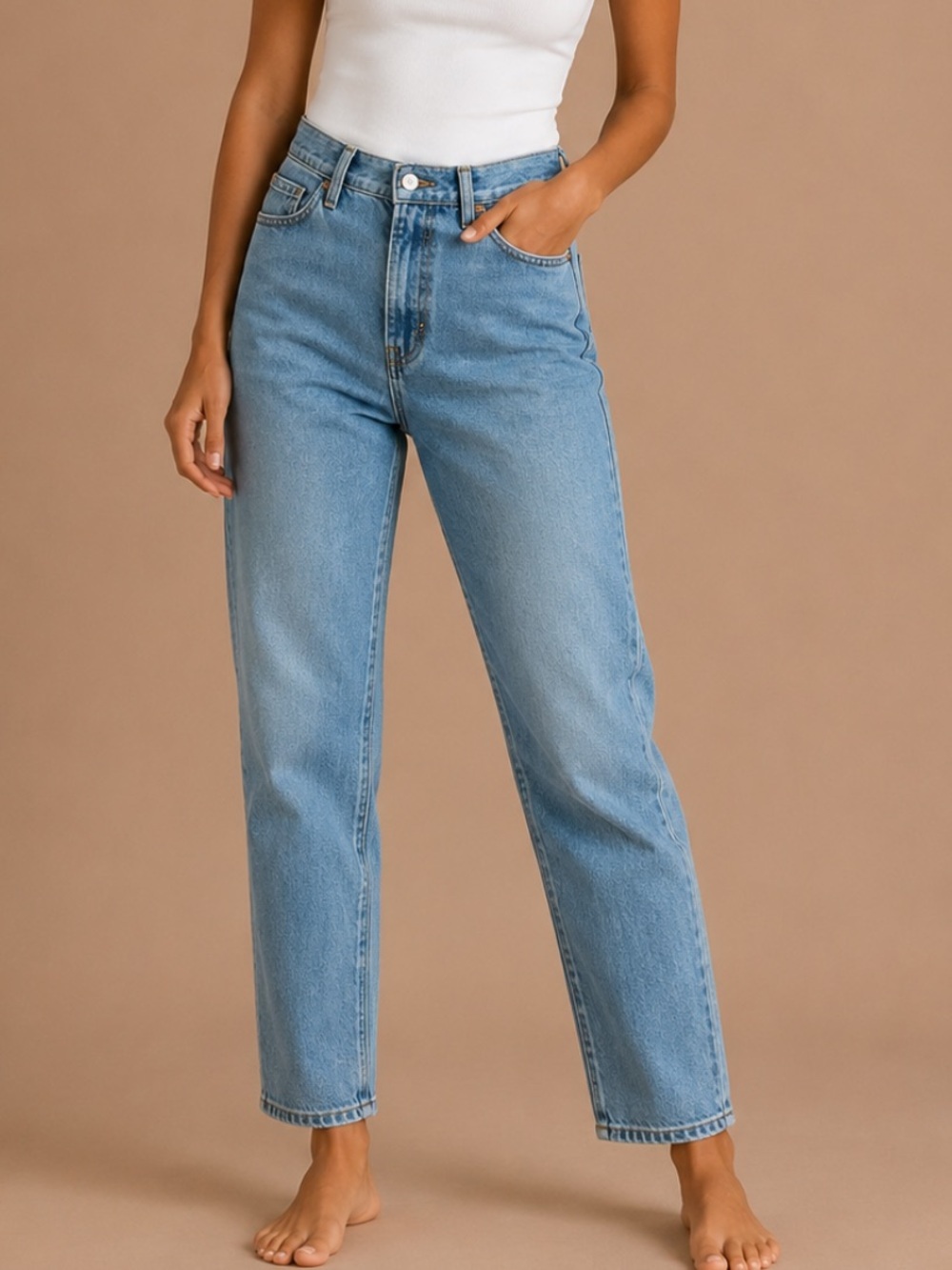 Old Navy High-Rise Straight Leg Jeans in Light Blue Wash